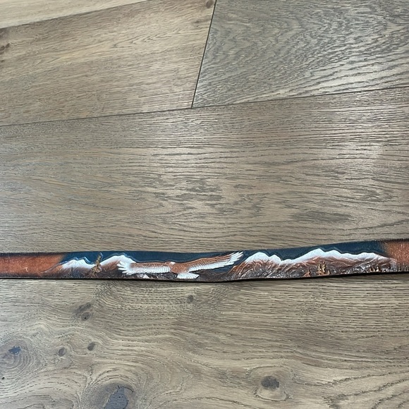 Leegin Vintage Leather Embossed Eagle Belt Size 32 - Picture 3 of 12